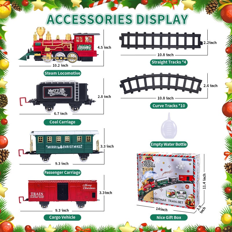 AuroTops Kids Train Set  Christmas Train Set for Under The Trees  Electric Train Toys for Boys Girls with Steam Locomotive  Passenger Cars  Cargo Cars  Sounds & Lights  for 3 4 5 6 7 8+ Years O - Image 3